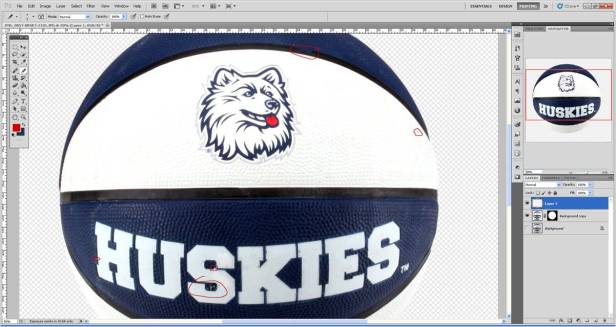 Make any major cosmetic edits (i.e. uneven lines, folds in the logo) on a new layer.